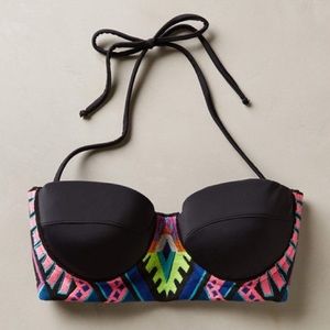 Mara Hoffman Long Line Embroidered Bikini Top